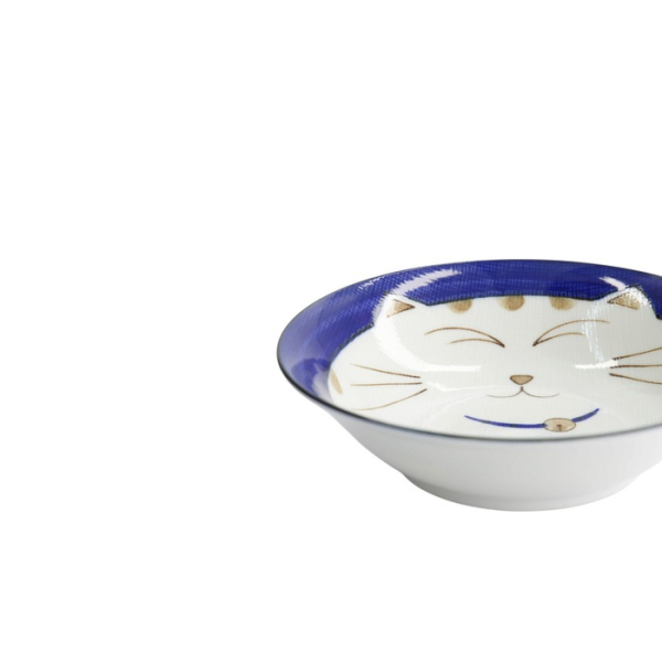 Rice Bowl Kawaii Katze Neko Blue, Porcelain, 450 ml, Item No. 2471