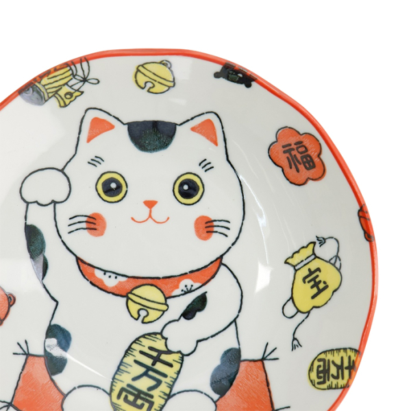 TDS, Pasta Plate, Kawaii Lucky Cat Neko, Red, Ø 21x 5 cm, Item No. 33013