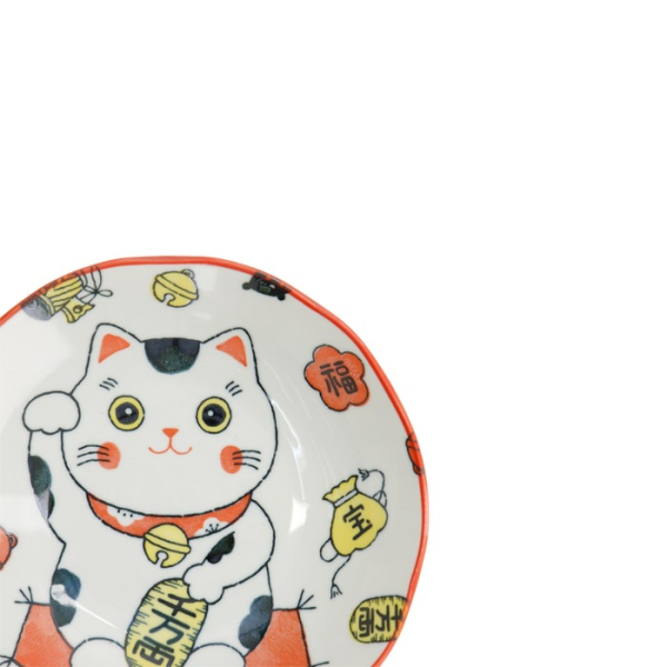Pastateller Kawaii Lucky Cat Neko Rot, Porzellan, Ø 21 cm, Art.-Nr. 33013
