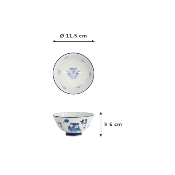 Bowl Kawaii Owl Blue, White, Porcelain, 300 ml, Item No. 33207