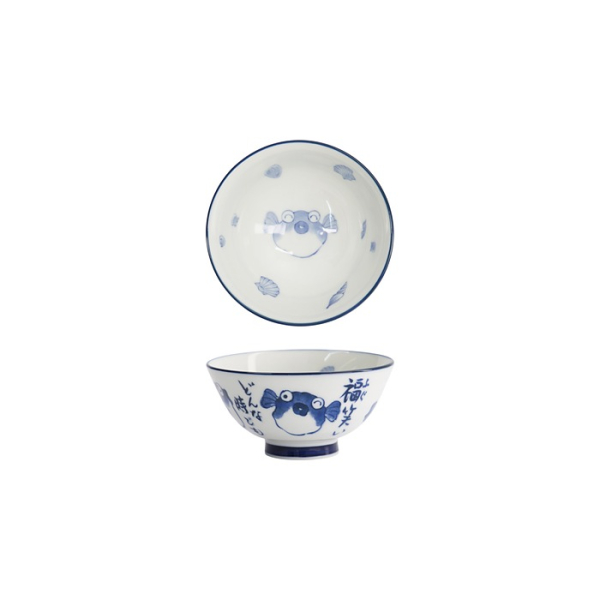 Schale Kawaii Blowfish Blau/Wei&szlig;, Porzellan, &Oslash; 11,5 cm