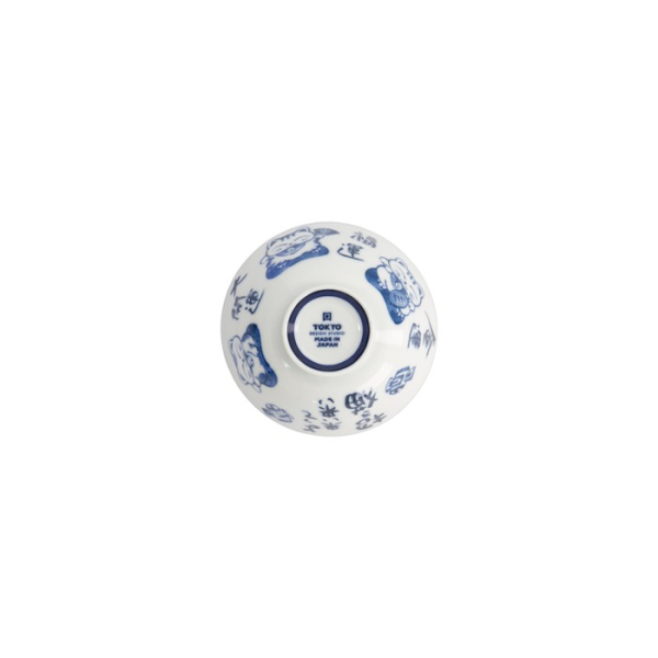 Rice Bowl Kawaii Lucky Cat Blue, White, Porcelain, 300 ml, Item No. 33210