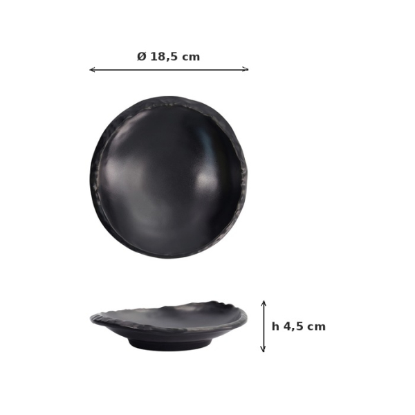Teller Iwate Black, Melamin, Ø 18,5 cm, Höhe 4,5 cm, Art.-Nr. 33282