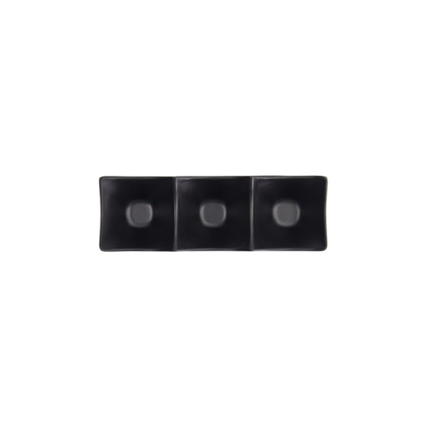 Sauce Dish with 3 Compartments Iwate Black, Melamine, 18.7 × 6.2 × 4.4 cm, Item No. 33287