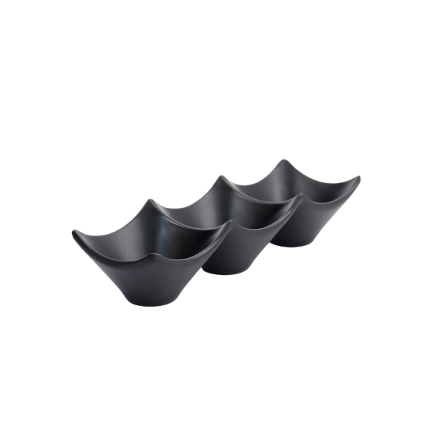 TDS, 3Pcs Sauce Bowl, Melamine Iwate Black, 18.7x6.2x4.4cm 114ml, Item No. 33287