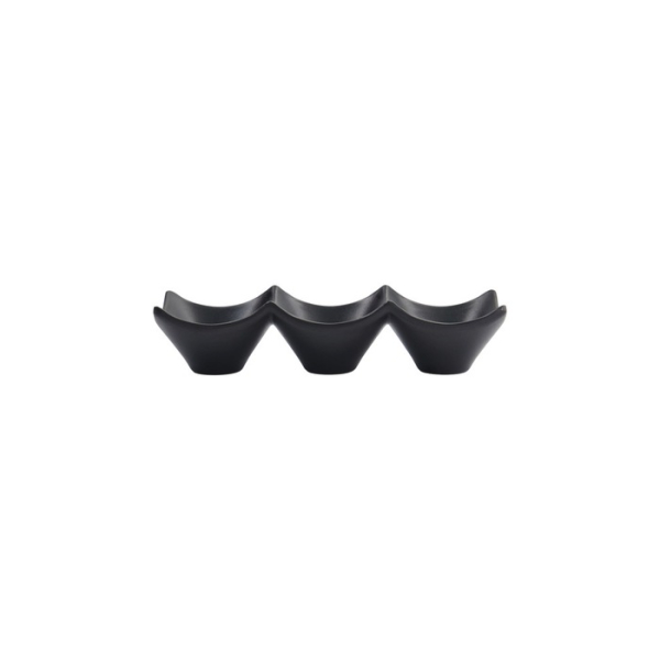 Sauce Dish with 3 Compartments Iwate Black, Melamine, 18.7 × 6.2 × 4.4 cm, Item No. 33287