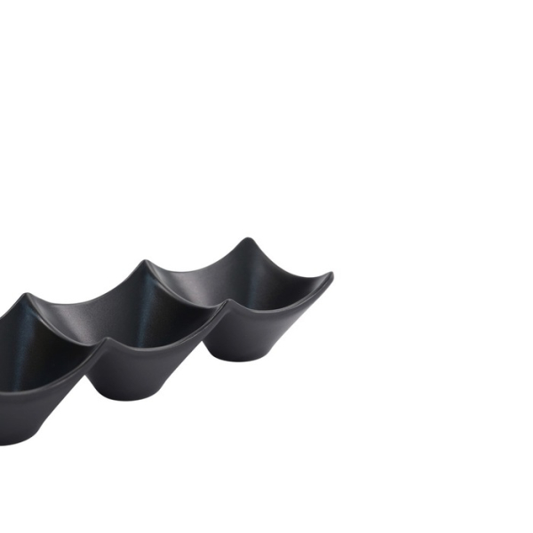 Sauce Dish with 3 Compartments Iwate Black, Melamine, 18.7 × 6.2 × 4.4 cm, Item No. 33287