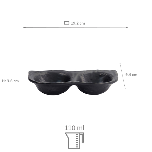 TDS, Saucenschale, Melamine Iwate Black, 2Stk, 19,2x9,4x3,6cm 110ml, Art.-Nr. 33288