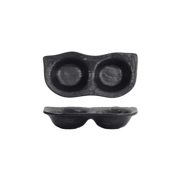 Saucenschale mit 2 Mulden Iwate Black, Melamin, 19,2 &times; 9,4 &times; 3,6 cm