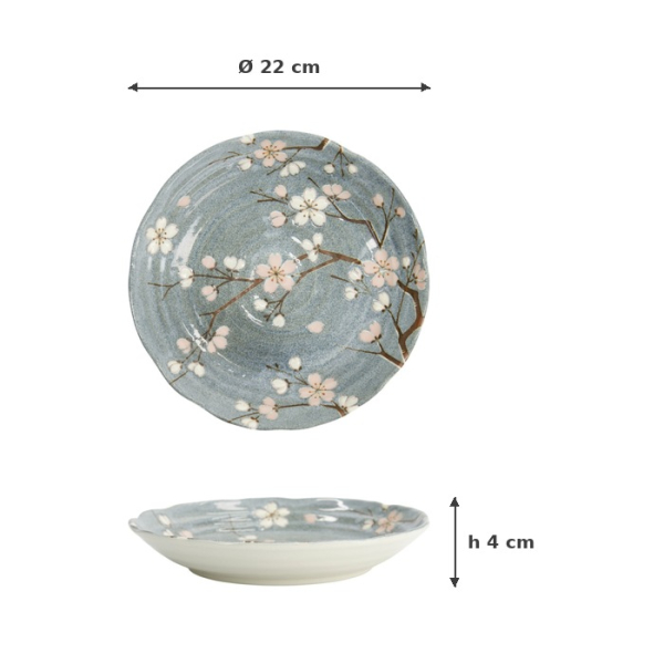 Plate Fujisakura Grey, Porcelain, Ø 22 cm, Item No. 33347