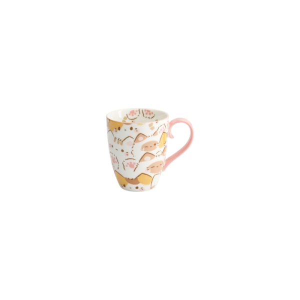 Mug Kawaii Maneko Cat Yellow, White, Porcelain, 380 ml, Item No. 33357