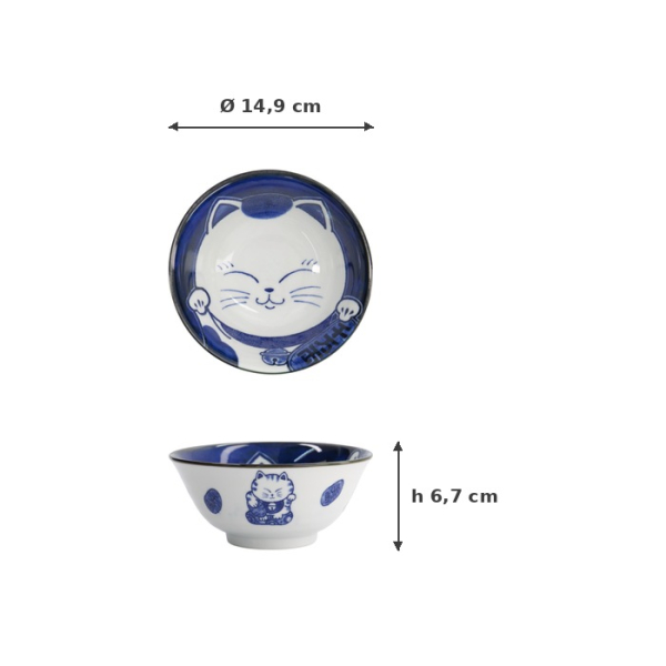 Tayo-Schale Kawaii Cat Neko Blau, Porzellan, 500 ml, Art.-Nr. 33415