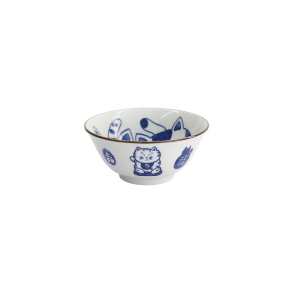 Tayo Bowl Kawaii Cat Neko Blue, Porcelain, 500 ml, Item No. 33416