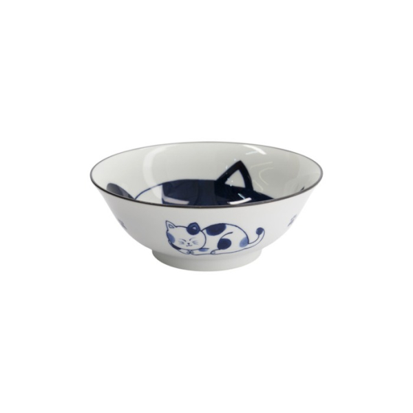 Ramen Bowl Kawaii Cat Neko Blue, Porcelain, 1 L, Item No. 33417