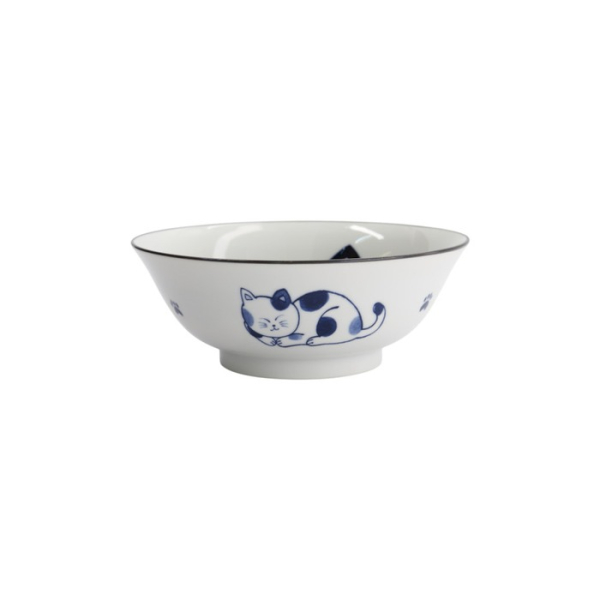 Ramen Bowl Kawaii Cat Neko Blue, Porcelain, 1 L, Item No. 33417