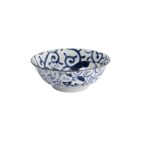Ramen Bowl Kawaii Cat Neko Blue, Porcelain, 1 L, Item No. 33418