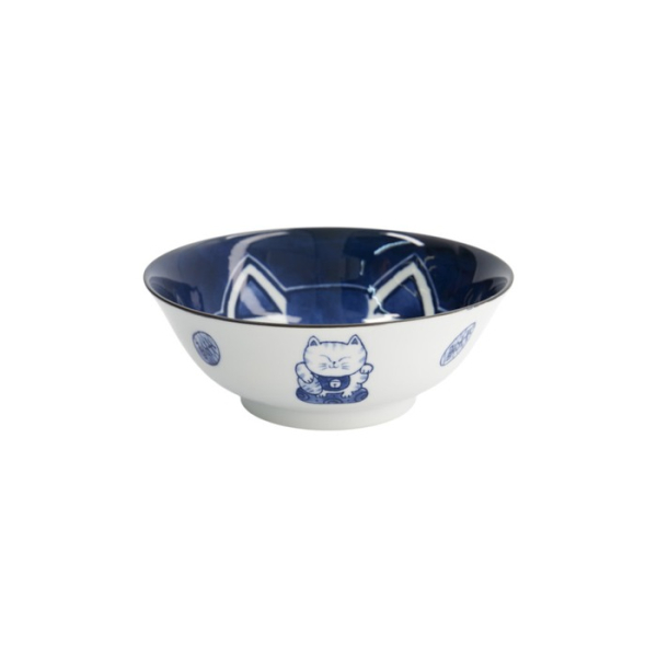 Ramen Bowl Kawaii Cat Neko Blue, Porcelain, 1 L, Item No. 33419