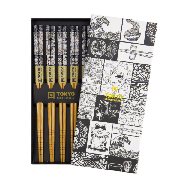 Blue Lotus Chopstick Set 5 pair at Tokyo Design Studio (picture 1 of 4)