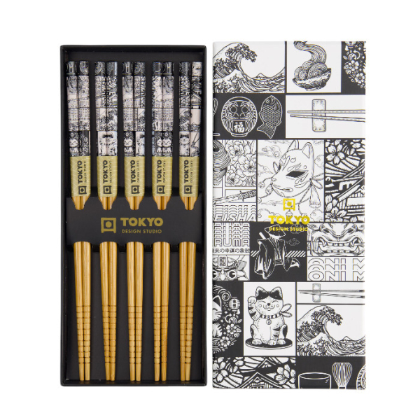 Blue Lotus Chopstick Set 5 pair at Tokyo Design Studio (picture 2 of 4)