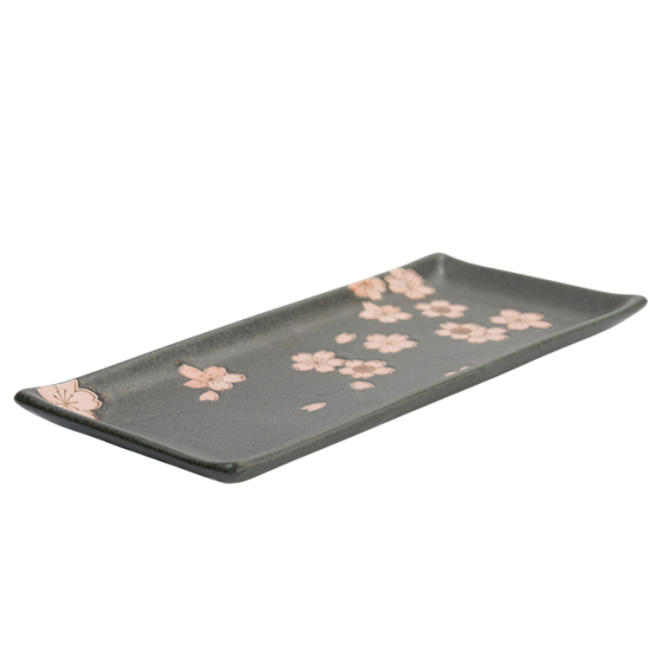 TDS, Rechteckiger Teller, Sakura, Schwarz, 28,5x12,5cm, Art.-Nr. 33491