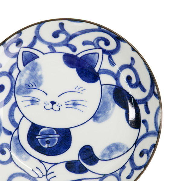 TDS, Runder Teller, Kawaii Cat Neko, Blau, Ø 16,7x2,8cm, Art.-Nr. 33497
