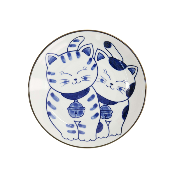 TDS, Runder Teller, Kawaii Cat Neko, Blau, Ø 16,7x2,8cm, Art.-Nr. 33503