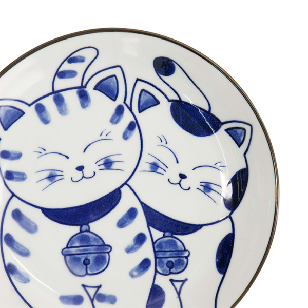 TDS, Runder Teller, Kawaii Cat Neko, Blau, Ø 16,7x2,8cm, Art.-Nr. 33503