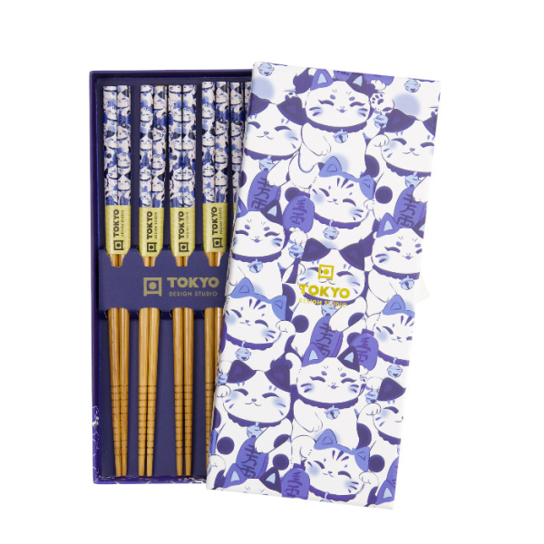 Blue Lotus Chopstick Set 5 pair at Tokyo Design Studio (picture 1 of 4)