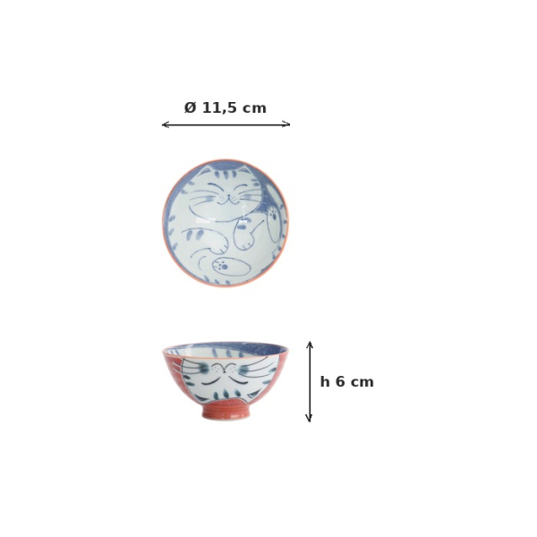 Bowl Kawaii Cat Red, Porcelain, 300 ml, Item No. 33595