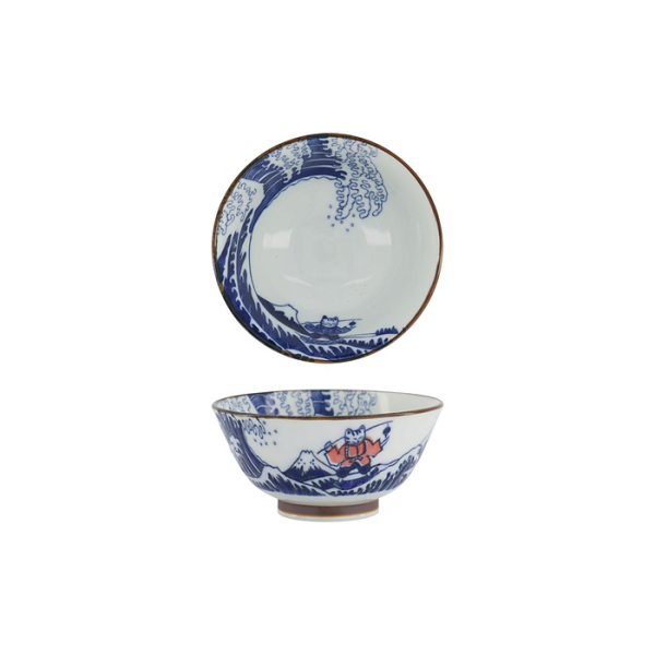 Tayo-Schale Kawaii Wave Cat Blau/Rot, Porzellan, &Oslash; 13 cm