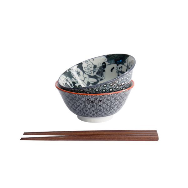 TDS, Tayo Schale Geschenkset mit Essstäbchen, 2 Stk, Asakusa, Ø 14,8x7cm 550ml, Art.-Nr. 33604