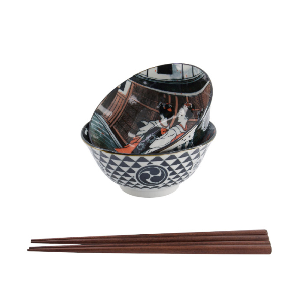TDS, Tayo Schale Geschenkset mit Essstäbchen, 2 Stk, Asakusa, Ø 14,8x7cm 550ml, Art.-Nr. 33606