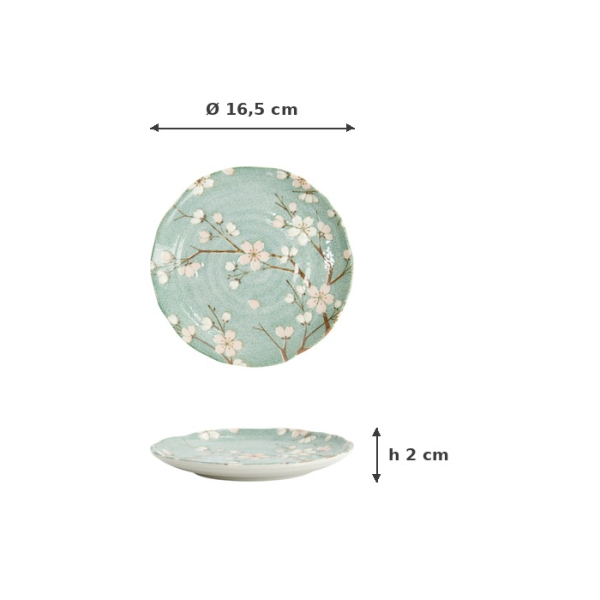 Teller Fujisakura Grün, Porzellan, Ø 16,5 cm, Art.-Nr. 33707
