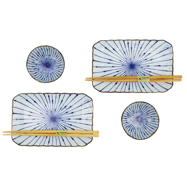 TDS, Sushi Set, Fukusumi Tokusa, Geschenkset, 6 Stk mit Essstäbchen, Art.-Nr. 33714