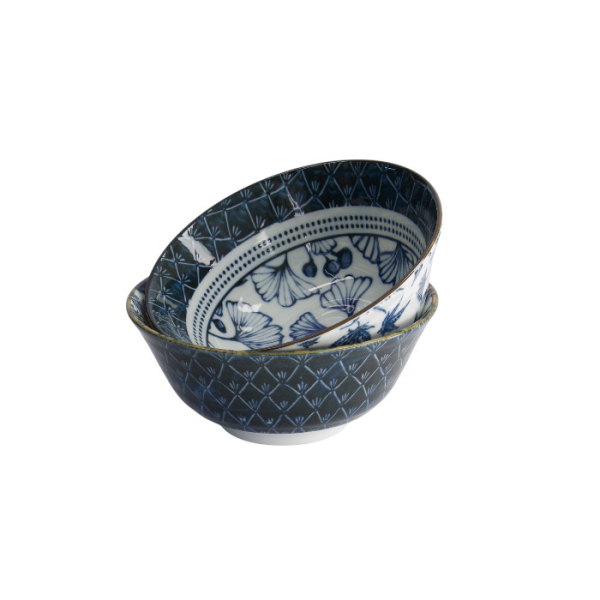 TDS, Tayo Bowl Giftset with chopsticks, Flora Japonica, 2 Pcs, Crane & Gingko, Ø 15.5x7cm, Item No. 33762