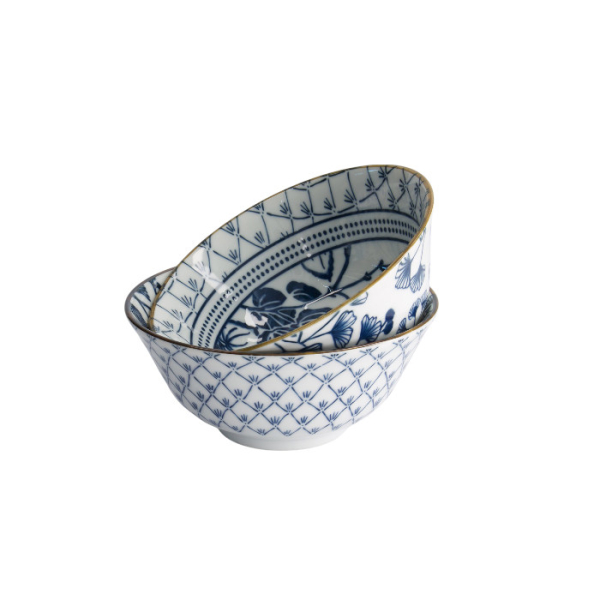 TDS, Tayo Bowl Giftset with chopsticks, Flora Japonica, 2 Pcs, Maple & Ivy, Ø 15.5x7cm, Item No. 33763