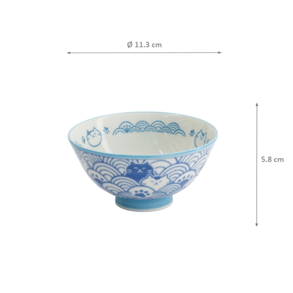 TDS, Rice Bowl, Kawaii Sleeping Cat, Blue, Ø 11.5 x 6 cm - Item No. 33765