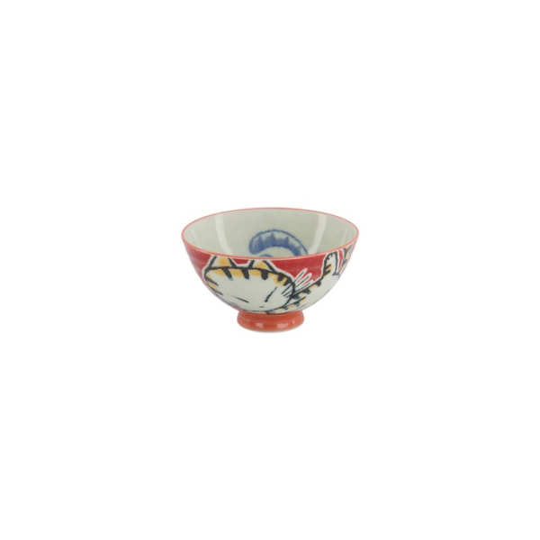 Rice Bowl Kawaii Sleeping Cat Red, Porcelain, 300 ml, Item No. 33765