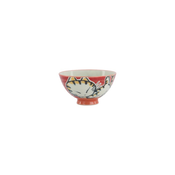 Rice Bowl Kawaii Sleeping Cat Red, Porcelain, 300 ml, Item No. 33765