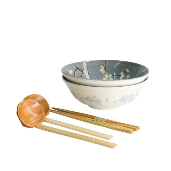 TDS, Ramen Schale Geschenkset, 6 Stk, Fujisakura, Grau Ø 21x7,8cm 1000ml , Art.-Nr. 33784