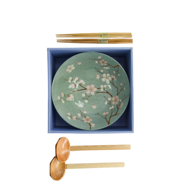 TDS, Ramen Schale Geschenkset, 6 Stk, Fujisakura, Grün, Ø 21x7,8cm 1000ml , Art.-Nr. 33785