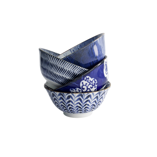 TDS, Tayo Bowl Giftset, 4 Pcs, Mixed Bowls, Blue/White, Ø 15x7cm 550ml, Item No. 33792