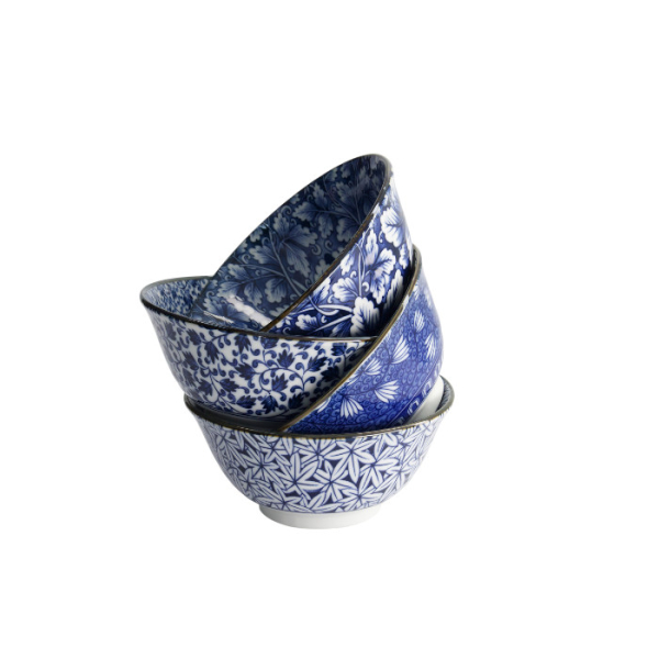 TDS, Tayo Bowl Giftset, 4 Pcs, Hana Blue, White/Blue, Ø 15x7cm 500ml, Item No. 33811