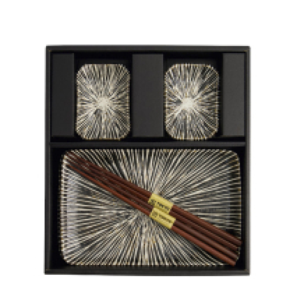 TDS, Sushi Set, Brown Tokusa, Giftset with Chopsticks, 6 pcs, Item No. 33847
