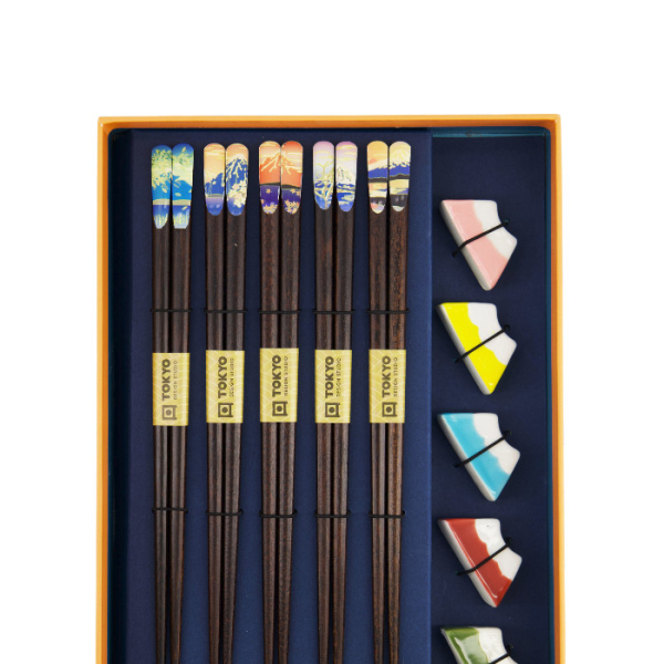 TDS, Chopstick Set, Fuji Mountain incl. chopstick rests, 5 pair, Item No. 33924