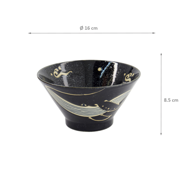 TDS, Bowl, Kawaii, Black Whale, Ø 16 x 8.5 cm - Item No. 33946