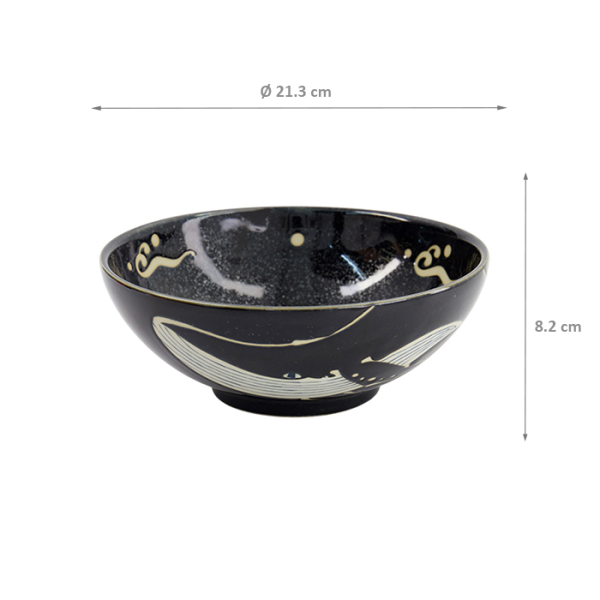TDS, Ramen Bowl, Kawaii Black Whale, Ø 21.3x8.2cm 1450ml, Item No. 33949