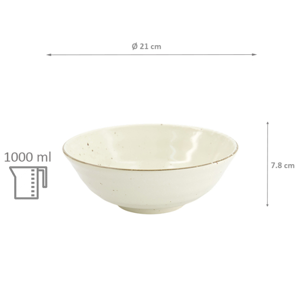 TDS, Ramen Bowl, Shirogesho, Ø 21x7.8 cm, 1000ml, Item No. 34063
