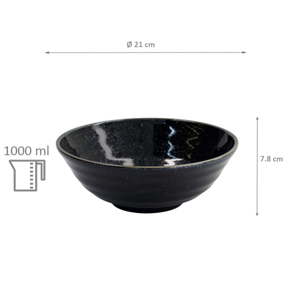 TDS, Ramen Bowl, Kuromoku Black, Ø 21 x 7.8 cm, 1000ml - Item No. 34070
