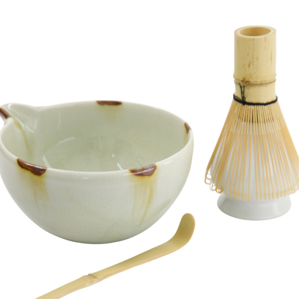 TDS, Matcha Schale Geschenkset 4-tlg., 14,5 x 6,5 cm, Unofu Brown White, Art.-Nr. 34080